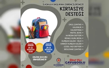 Denizli Büyükşehir’den ilkokula başlayacak öğrencilere çanta ve kırtasiye desteği