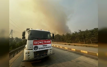 Kayseri Büyükşehir Belediyesi, Mersin Silifke’deki orman yangınına su arazözü ve personel desteği sağladı