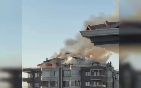 Ankara'da bir binanın çatı katında yangın çıktı