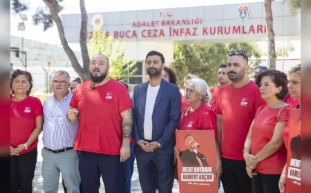 CHP Güzelbahçe İlçe Örgütü, tutuklu başkanlar için Buca Cezaevi önünde eylem yaptı