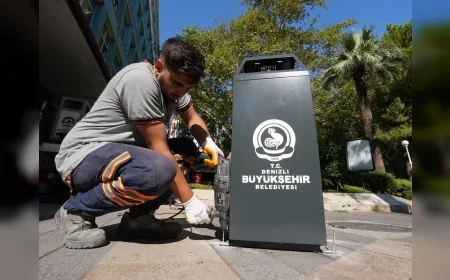 Denizli’de Çöp Kutuları Yenileniyor: Daha Dayanıklı ve Estetik Modeller Ana Caddelere Yerleştiriliyor