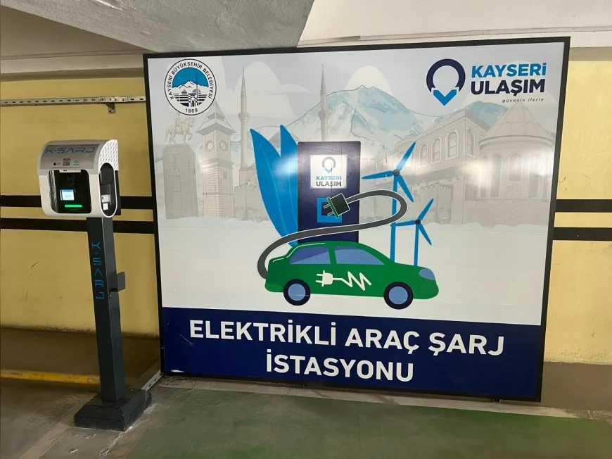 Kayseri'de Elektrikli Araçlar İçin Otoparklara K-Şarj İstasyonları Kuruldu