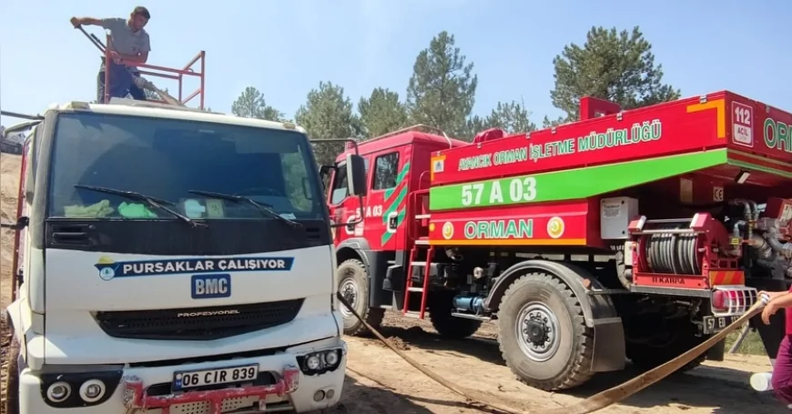 Pursaklar Belediyesi, Karabük’teki orman yangınlarına ekip ve araç desteği sağladı