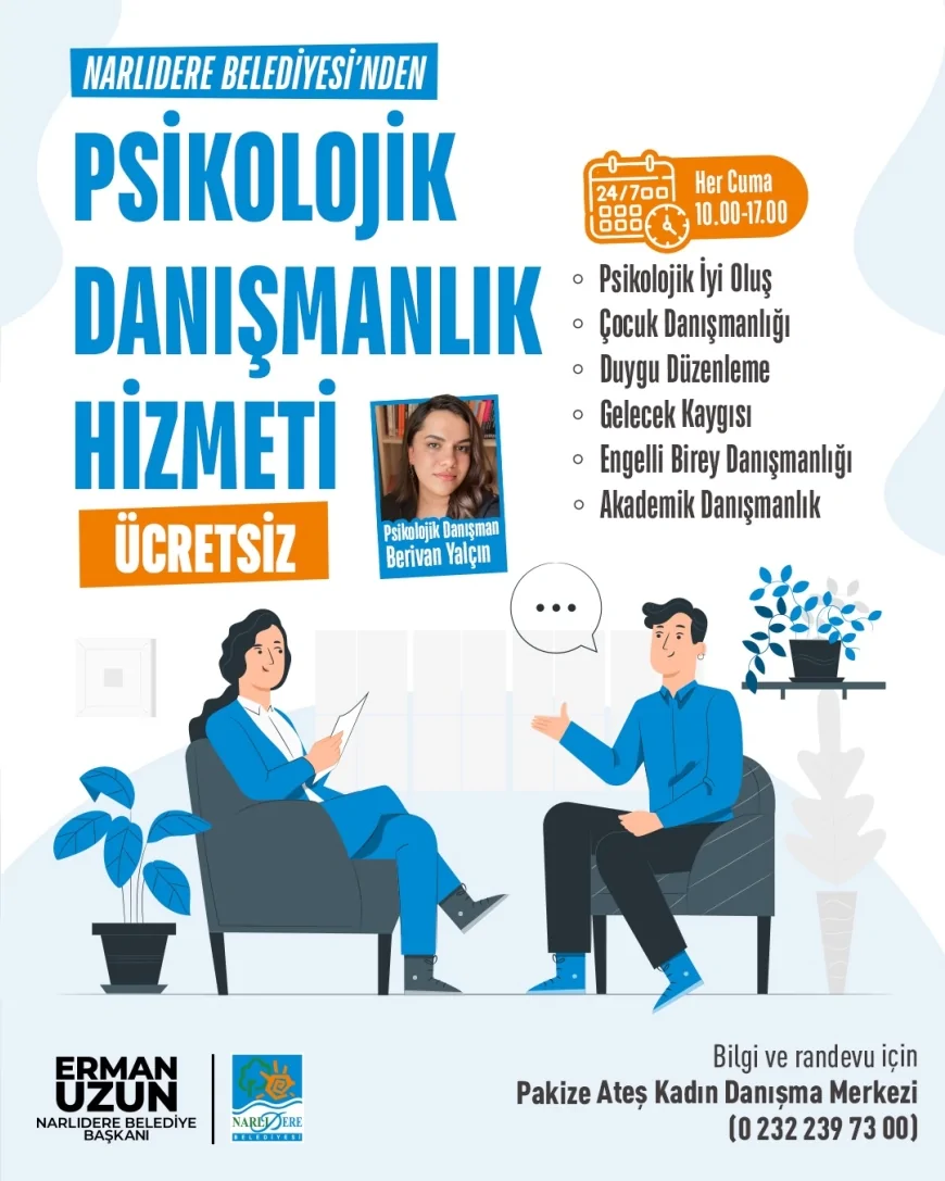 Narlıdere Belediyesi’nin ücretsiz psikolojik danışmanlık hizmetinden 500’ü aşkın kişi yararlandı!