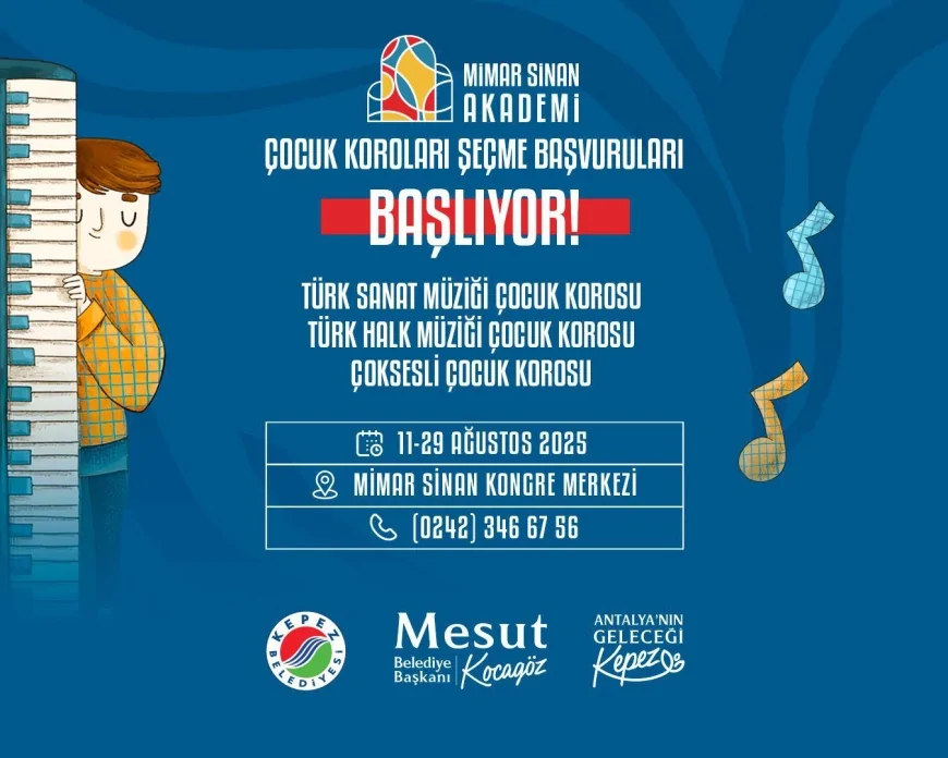 Antalya’da Mimar Sinan Akademi Çocuk Koroları yeni dönem seçmeleri için başvurular başladı