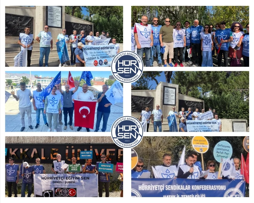 Hür-Sen, hükümetin memur ve emekliye zam teklifini protesto ederek tüm illerde eş zamanlı eylem yaptı