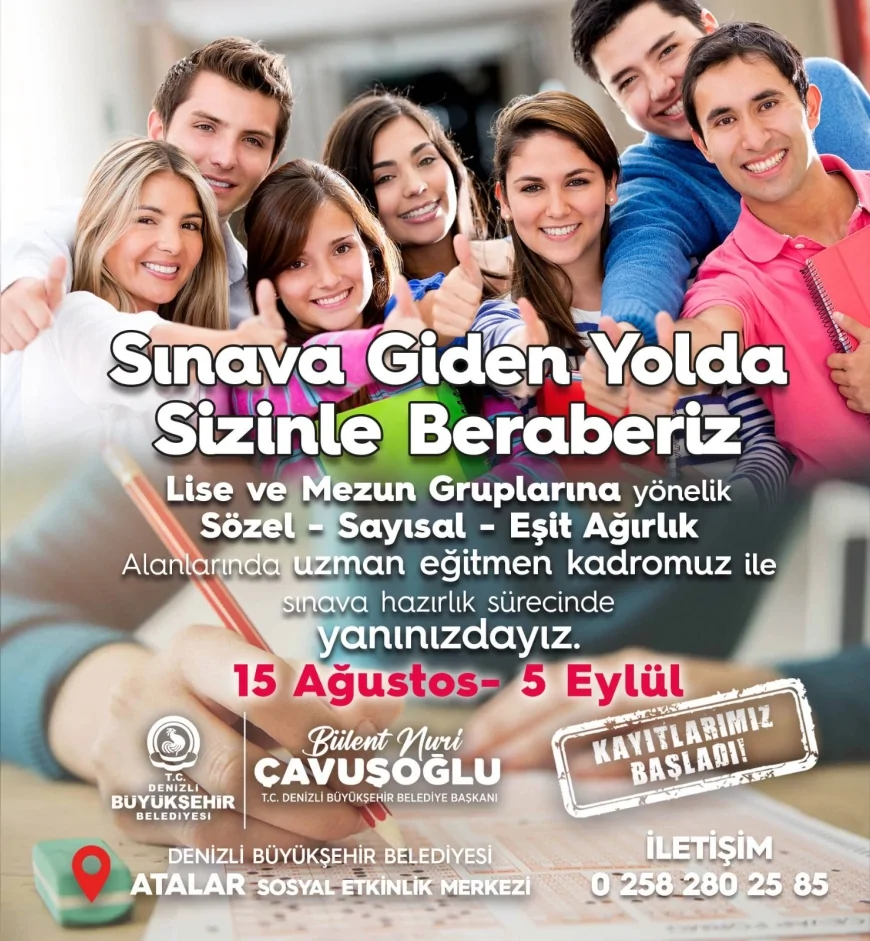 Denizli Büyükşehir Belediyesi’nden lise ve mezunlara ücretsiz YKS hazırlık kursu