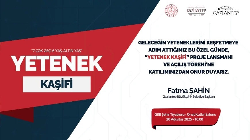 Gaziantep Büyükşehir Belediyesi Yetenek Kaşifi Projesi’nin açılışı yarın Onat Kutlar Salonu’nda yapılacak