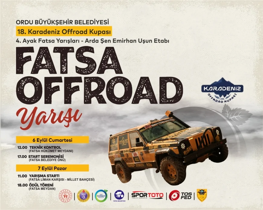 Fatsa’da offroad heyecanı başlıyor: 18. Karadeniz Kupası 4. Ayak Yarışları 6-7 Eylül’de