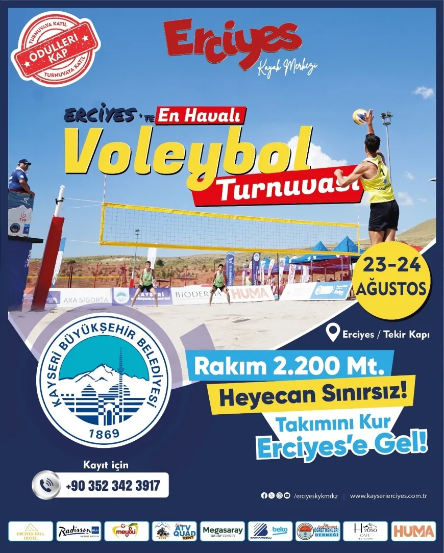 Erciyes’te “En Havalı Voleybol Turnuvası” başlıyor, ödüllü mücadele zirvede gerçekleşecek