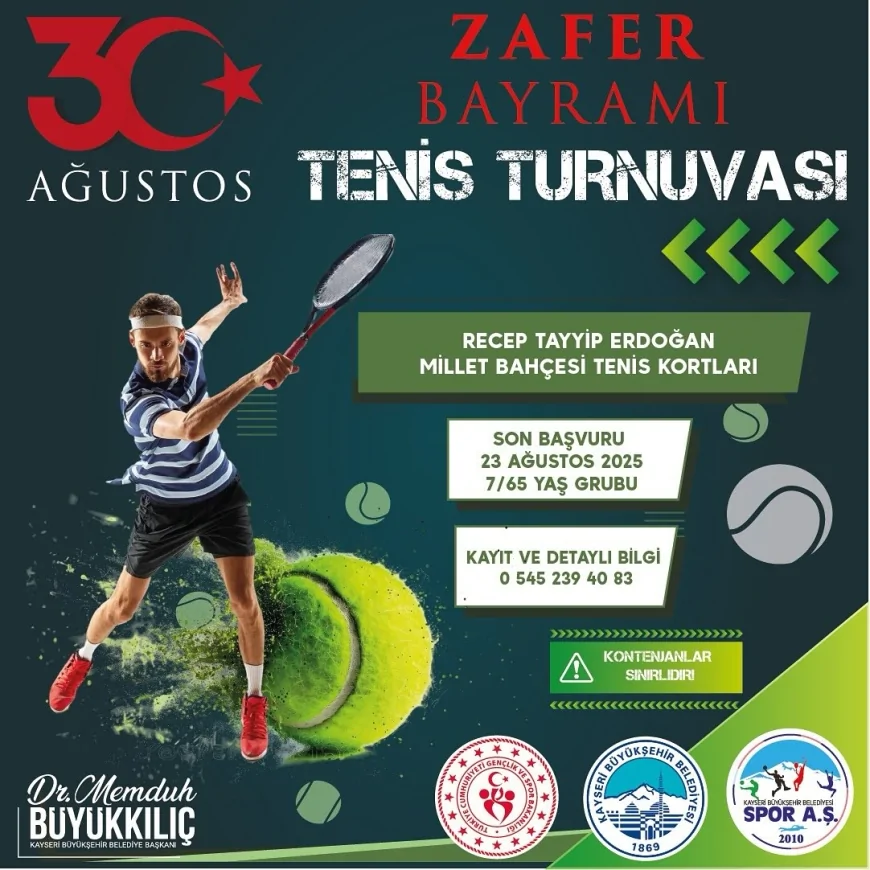 30 Ağustos Zafer Bayramı’na özel tenis turnuvası Kayseri’de başlıyor