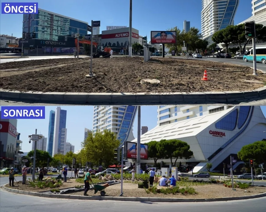 İzmir’de kavşaklar kuraklığa dayanıklı bitkilerle yenileniyor, estetik ve sürdürülebilir peyzaj uygulamaları yayılıyor