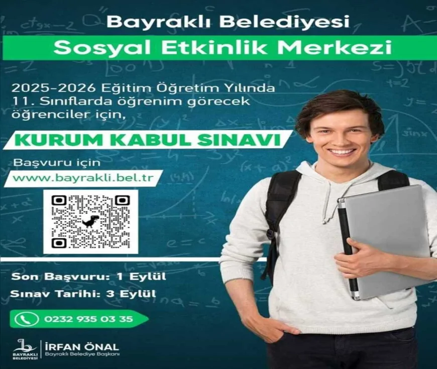 Bayraklı Belediyesi 11’inci sınıf öğrencileri için ücretsiz hazırlık kursu başvuruları 1 Eylül’de sona eriyor!