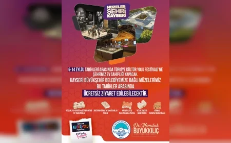 Kayseri Büyükşehir Belediyesi, Türkiye Kültür Yolu Festivali için ücretsiz müze ziyareti ve ek ulaşım seferleri başlattı