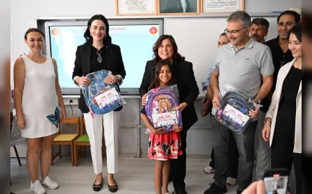 Aydın’da yeni eğitim yılı için öğrencilere çanta dağıtıldı, Umurlu Kocagür İlkokulu’nda etkinlik düzenlendi