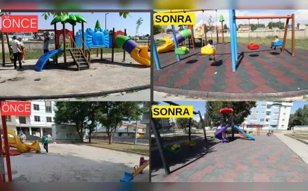 Ağrı’da parklarda zeminler kauçuk kaplama ile yenilendi, oyun alanları onarıldı