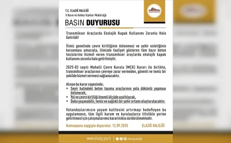 Elazığ’da transmikser araçlarda ekolojik kapak zorunluluğu getirildi, çevre kirliliği önlenecek