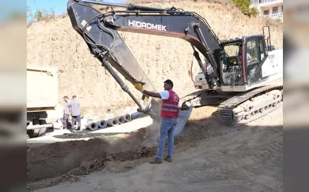 Düzce Konuralp’te yeni yerleşim bölgesine 150 metrelik kanalizasyon hattı döşeniyor