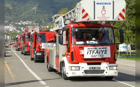 Ordu’da İtfaiye Haftası kortej yürüyüşü, eğitim çalışmaları ve kurtarma başarılarıyla kutlandı