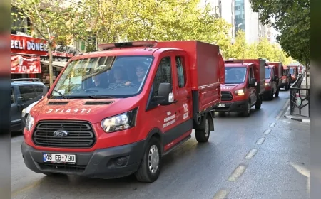 Manisa’da İtfaiye Haftası Cumhuriyet Meydanı’ndaki tören ve araç kortejiyle başladı
