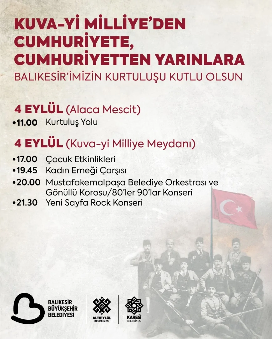 Balıkesir’in kurtuluşunun 103’üncü yılı Kuva-yı Milliye Meydanı’nda üç gün sürecek etkinliklerle kutlanacak