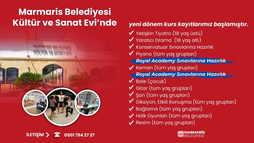 Marmaris Kültür ve Sanat Evi’nde yeni dönem kurs kayıtları başladı: Bale, tiyatro, müzik ve resim eğitimleri sunulacak