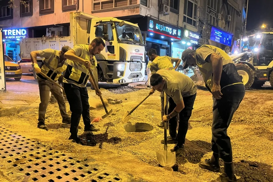 Bornova’da gece mesaisiyle asfalt tamamlandı, okullar açılmadan yollar yenilendi
