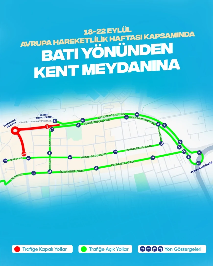 Yalova Meydanı ve çevresindeki yollar 18-22 Eylül’de araç trafiğine kapatılacak