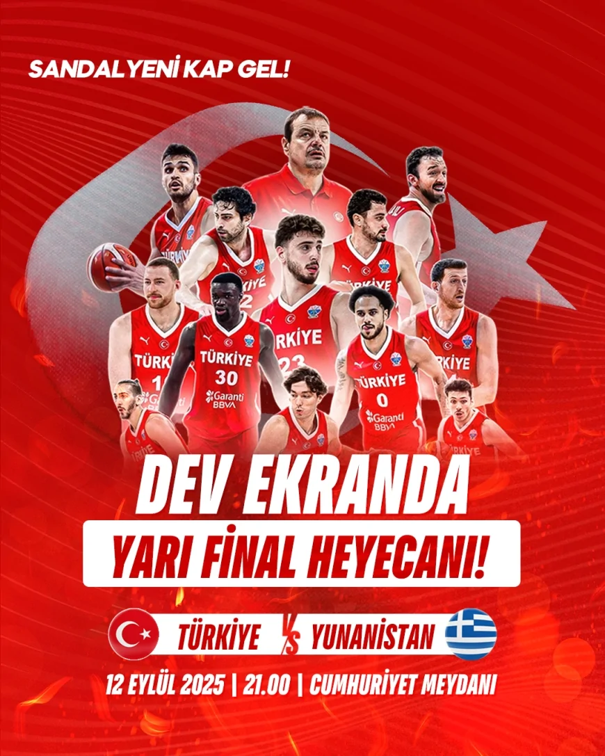 Türkiye–Yunanistan yarı final maçı Yalova’da dev ekranda izlenecek