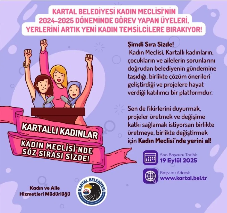 Kartal Belediyesi Kadın Meclisi yeni üyelerini arıyor: Başvurular 19 Eylül’de sona eriyor