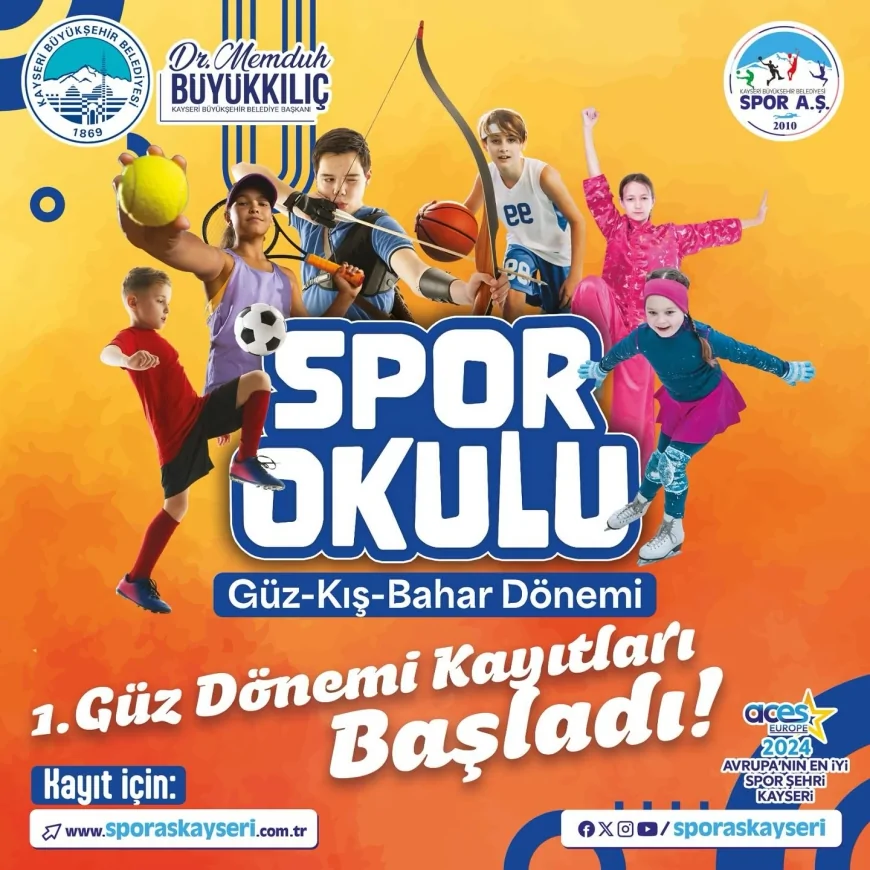 Kayseri Büyükşehir Spor A.Ş. 1. Güz Dönemi Spor Okulları için kayıtlar başladı