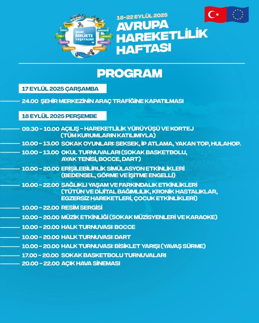 Yalova’da Avrupa Hareketlilik Haftası başlıyor, şehir merkezi araç trafiğine kapatılacak