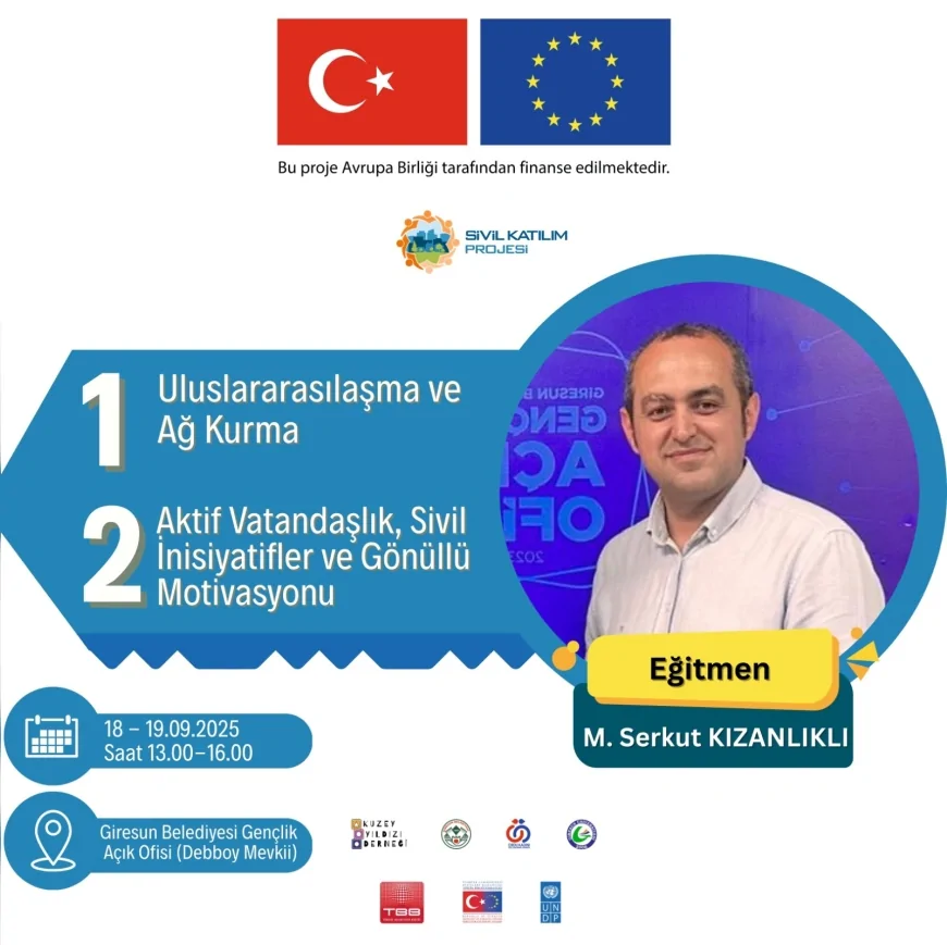 AB destekli sivil katılım eğitimi Giresun’da düzenlenecek, STK temsilcilerine sertifika verilecek