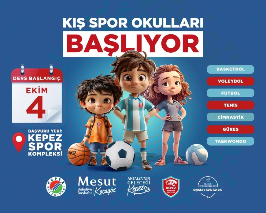 Kepez’de Kış Spor Okulları 4 Ekim’de başlıyor, 7 branşta çocuklara eğitim verilecek