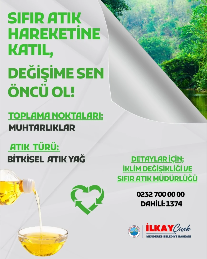 Menderes Belediyesi atık yağ seferberliğini muhtarların da katılımıyla genişletiyor