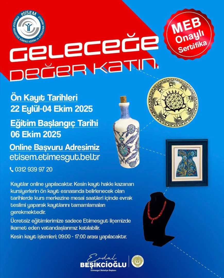 Etimesgut Belediyesi etiSEM ücretsiz kurs kayıtları 22 Eylül’de başlıyor