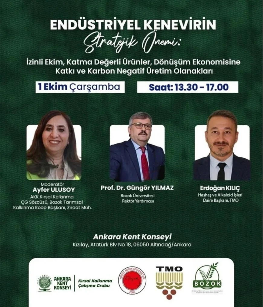 Ankara Kent Konseyi’nde endüstriyel kenevirin tarımsal ve ekonomik potansiyeli tartışılacak
