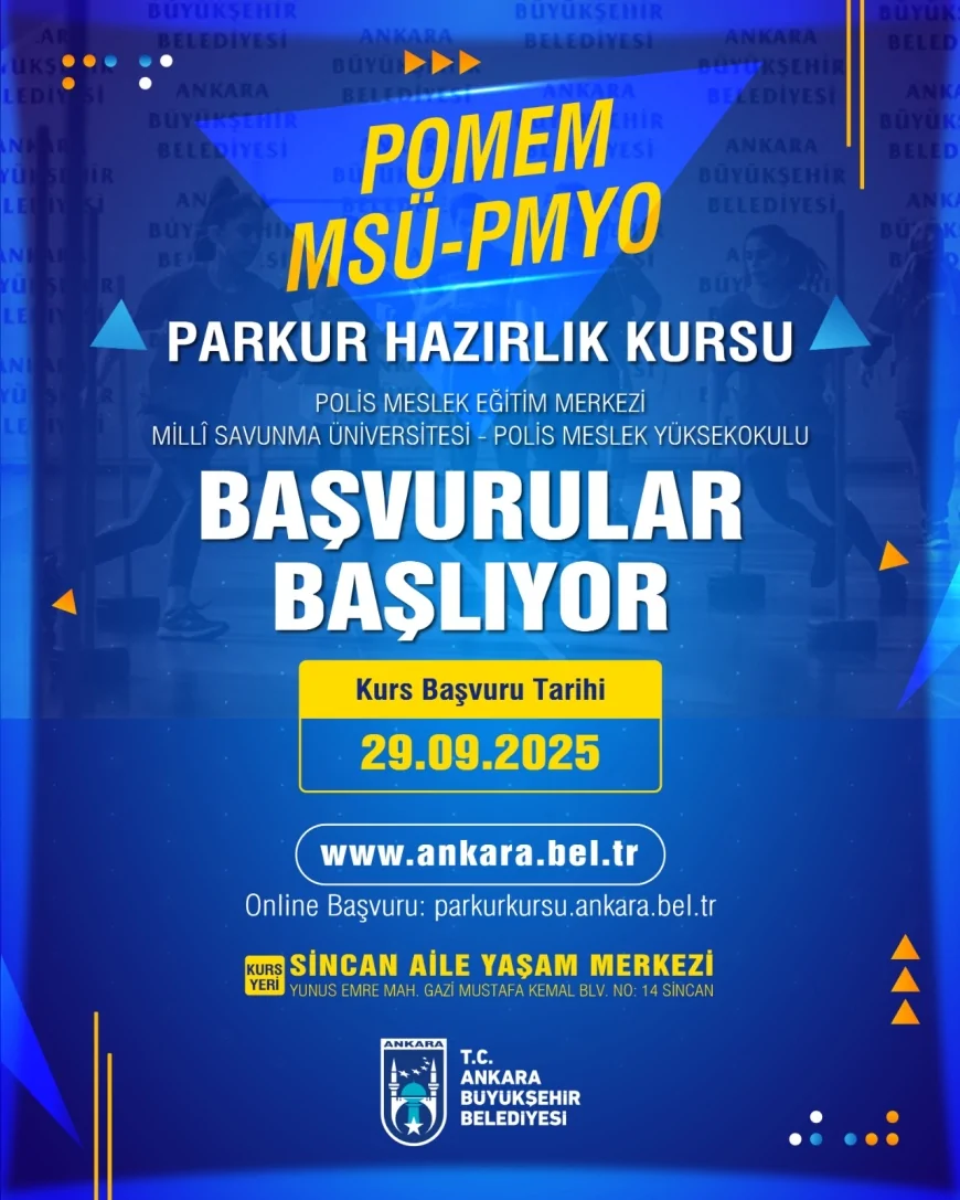 Ankara Büyükşehir Belediyesi’nin ücretsiz POMEM, MSÜ ve PMYO parkur kursu başvuruları 29 Eylül’de açılıyor