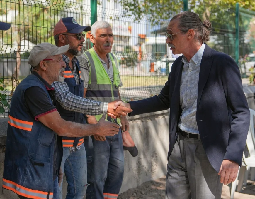 Erdal Beşikcioğlu Kazım Karabekir Mahallesi’nde sosyal tesis inşaatını denetledi, işçilerle buluştu