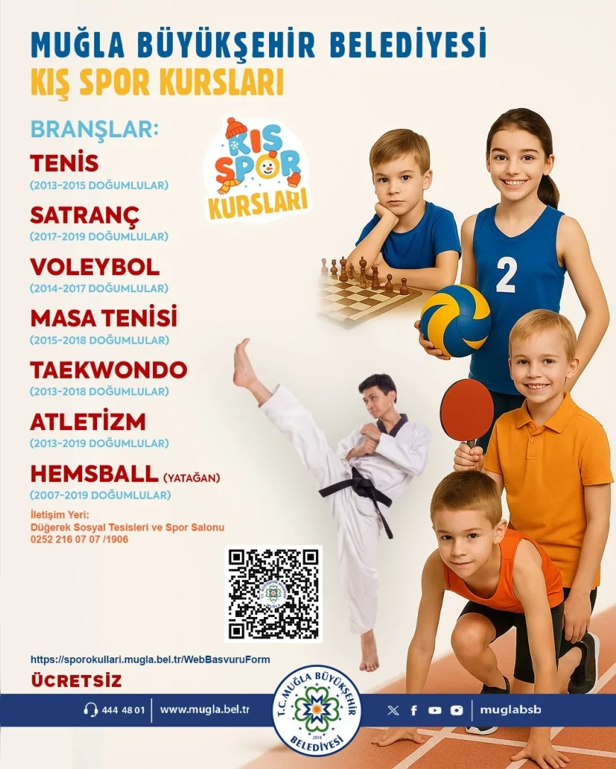 Muğla Büyükşehir ücretsiz kış spor kurslarını başlatıyor, çocuklara 7 branşta eğitim verilecek