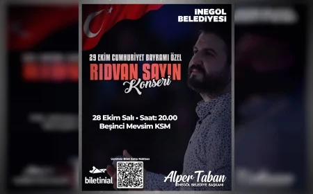 İnegöl’de Cumhuriyet Bayramı Coşkusu: Rıdvan Sayın 28 Ekim’de Beşinci Mevsim Kültür Sanat Merkezinde Sahne Alacak