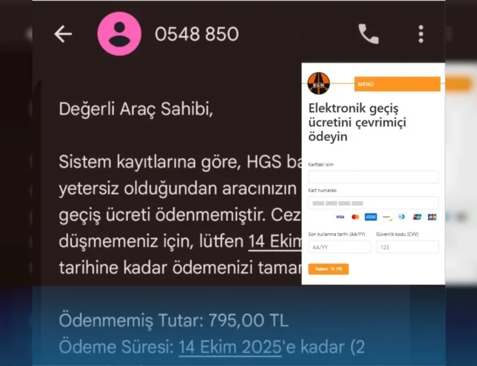 HGS borcu uyarısı kılığında yaygın SMS dolandırıcılığı: 795 TL’lik mobil ödeme linkiyle kişisel veriler hedef alınıyor