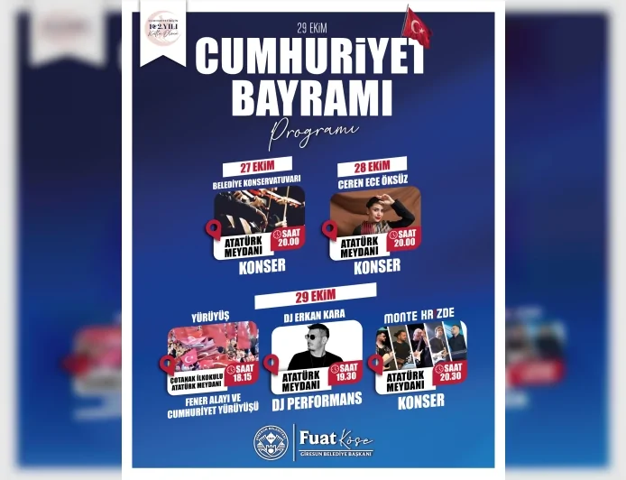 Giresun Belediyesi 29 Ekim Cumhuriyet Bayramı’nın 102. Yılını Coşkuyla Kutlamaya Hazırlanıyor