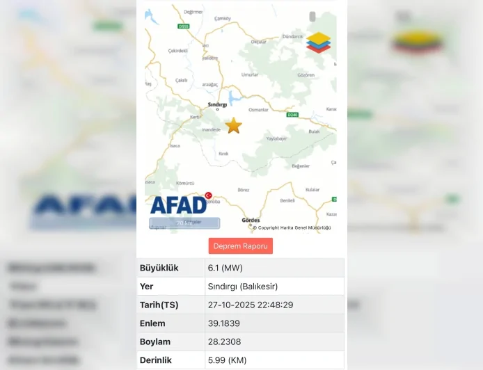 İçişleri Bakanı Ali Yerlikaya: “Balıkesir Sındırgı’da 6,1 Büyüklüğünde Deprem Meydana Geldi”