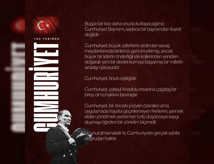 Burdur Belediye Başkanı Ali Orkun Ercengiz: “Cumhuriyet Bayramı Yalnızca Bir Bayramdan İbaret Değildir”