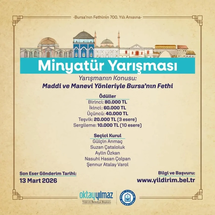 Bursa’nın Fethinin 700. Yılına Özel: Yıldırım Belediyesi’nden Hikâye ve Minyatür Yarışmaları