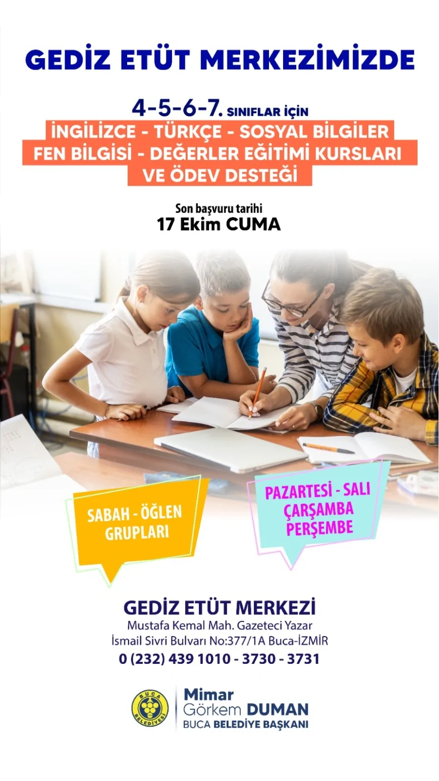 Buca Belediyesi'nden Eğitimde Eşitlik Adımı: Ücretsiz Destek Kursları Başlıyor