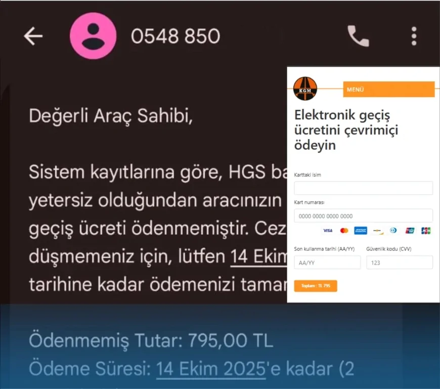 HGS borcu uyarısı kılığında yaygın SMS dolandırıcılığı: 795 TL’lik mobil ödeme linkiyle kişisel veriler hedef alınıyor