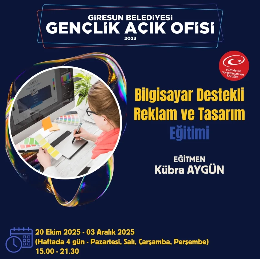 Giresun Belediyesi’nden gençlere yönelik bilgisayar destekli reklam ve tasarım kursu