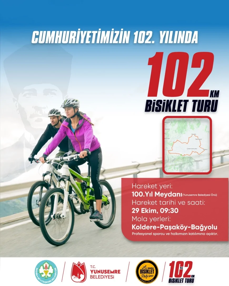 Yunusemre Belediyesi’nden Cumhuriyetin 102. Yılında 102 Kilometrelik Bisiklet Turu